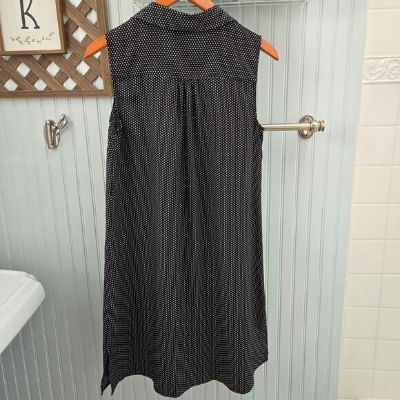 NY Collection Sleeveless Polka Dot Button Down Belted Shirt Dress - Picture 2 of 7